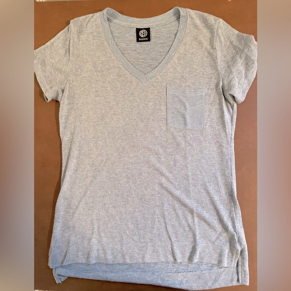 Bobeau short sleeve vneck light sweater top size Large- weathered powder blue - Picture 1 of 5